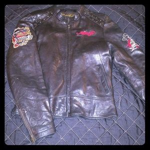 Ed Hardy leather motorcycle jacket